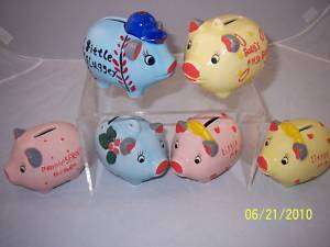 Piggy Bank 6 pc. Lot Ceramic Newborn Baby Gifts NEW  
