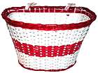 Large Plastic Woven Wicker Basket / Red & White