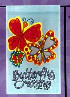 Butterfly Crossing   Applique Porch Flag  