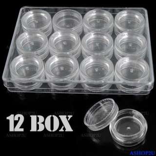12 Nail Art Empty Storage Pot Bottle Plastic Box case  