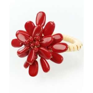   Deborah Rhodes Desert Stone Flower Napkin Ring   Red