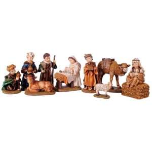  Polyresin Childrens Style Nativity Set of 9 Pieces   6 