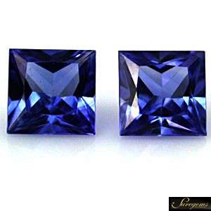 4m Princess MATCHING PAIR NATURAL 100% BLUE SAPPHIRE  