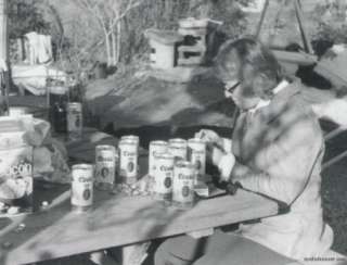 Man or Woman at Picnic Table w/ Coors Beer Cans Bottle Caps Vintage B 
