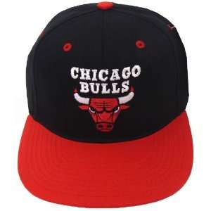 NBA Chicago Bulls Snapback Cotton Hat Cap   Black / Red Bill  