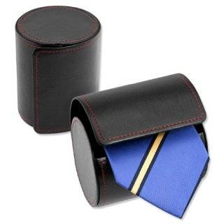 Mens Black Leatherette Gift Roll Tie Case by Neckties