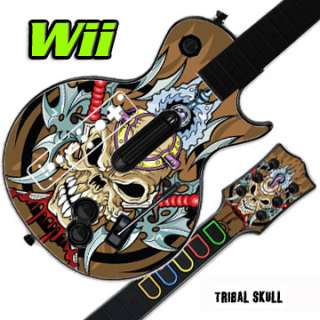   Decal Cover for GUITAR HERO 3 III Nintendo Wii Les Paul   Tribal Skull