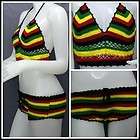 Top Shorts Tie Jamaica Reggae Beach Crochet Bra Bikini Dress women