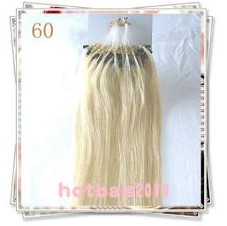   20 Loop/Micro Rings Real Human Hair Extensions 0.5G/strand 12 Colored