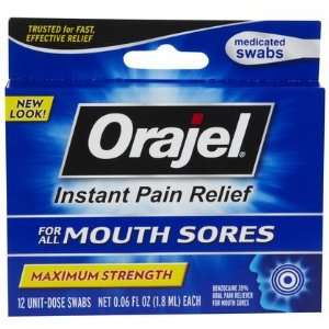 Orajel Mouth Sore Pain Relief Medicine Swabs 12 oz (Quantity of 5)
