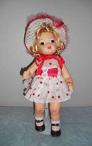 Doll Terri Lee blonde Raysheen Wig 1950s Red Coin Dot Heart Fund 