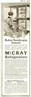 MODERN HOUSEKEEPING IN 1913 McCRAY REFRIGERATORS AD  