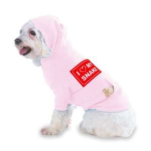 LOVE MY SNAKE Hooded (Hoody) T Shirt with pocket for your Dog or Cat 