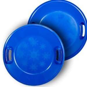  2 Pack Plastic Snow Saucer Sleds (Blue) w/Handles Sports 
