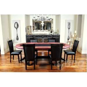  The Elite Poker Table Blue + 6 Matching Dining Chairs 