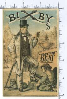2923 S. M. Bixby Best Blacking trade card polish shoe shine boy  