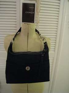   PURSE HANDBAG BAG No L055 4984 Black Leather & Fibre w Shoulder Strap