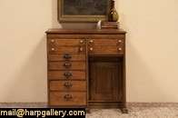 Spool Cabinet 1890 Antique Desk, Leather Top  