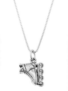 STERLING SILVER ROLLERBLADE / INLINE SKATE CHARM WITH BOX CHAIN 