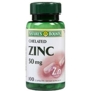  Natures Bounty Chelated Zinc 50 mg Caps, 100 ct 
