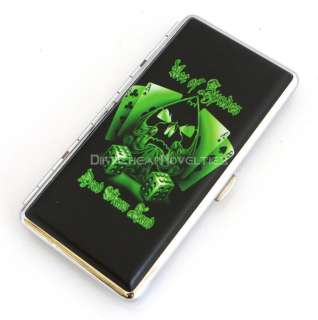 120 mm Cigarette Case   Green Gambling Skull