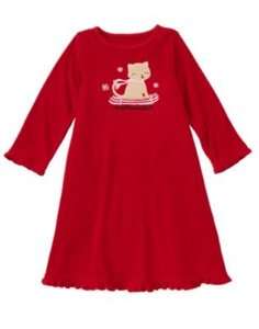   Gymmies NWT Kitty PAJAMA Gown 3 6yr (red fleece cat sled nightgown PJ