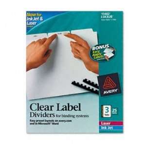   Label Unpunched Divider, 3 Tab, Letter, White, 25 Sets