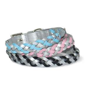Faux Leather Dog Woven Collar * Multiple Colors Avail *  
