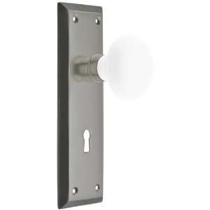 com New York Style Door Set with White Porcelain Door Knobs. Privacy 