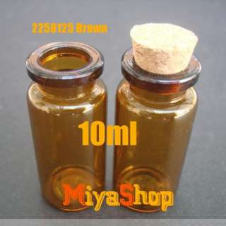 10 1000p Brown Glass Bottle Vial Cork 10ml Wishing Oil High 