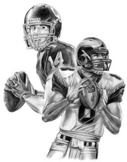 SAM BRADFORD LITHOGRAPH PRINT IN RAMS JERSEY & HELMET D  