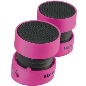  IHOME IHM78PC RECHARGEABLE MINI SPEAKERS (PINK) GPS 