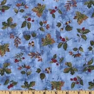   Treasures Berry Leaves Blue Fabric By The Yard Arts, Crafts & Sewing