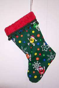 NEW~ M&Ms CANDY RED AND GREEN CHRISTMAS STOCKING~HTF  