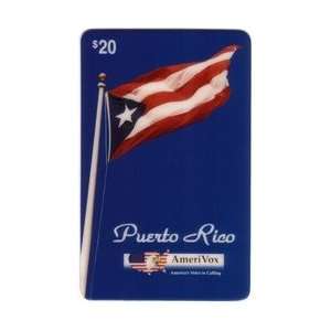   Phone Card $20. Flag of Puerto Rico Against Blue Sky (Spanish Reverse