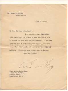  Coolidge Typed Letters Signed as President   To Supreme Court Justice