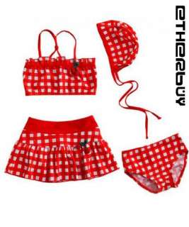 Red Strawberry Girls Swimwear Swimsuit Bikini SETS 3 7T  