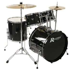  Rogers RD507 Prospector 5 Pc Drum Kit Complete Black 