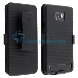 Swivel Holster Black Case+Privacy Guard+Charger+USB For Samsung Galaxy 