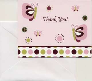   Swirl Butterfly Baby Shower Folded Thank You Cards Blank In  