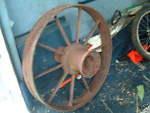 vtg antique cast iron farm wagon wheel rustic implement  