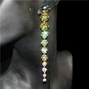 Charm 11 Flower Dangle Earring Green Swarovski Crystal  