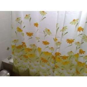   White Waterproof Bath Fabric Shower Curtain with Hooks