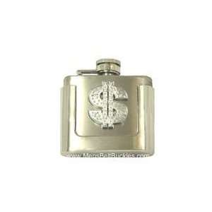  Dollar Sign 3 Ounce Removeable Flask Belt Buckle 