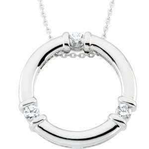   Silver Open Circle Path of Life Crystal Slide Pendant Necklace 18