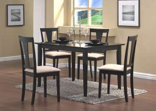Contemporary Black Wood Dining Table and Chairs Set 5PC  