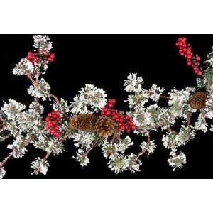  6 Frosted Snow Berry Pine Cone Christmas Garland