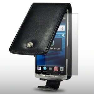 SONY ERICSSON XPERIA ARC S BLACK SOFT PU LEATHER FLIP CASE WITH SCREEN 