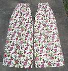 nice pair of vintage red floral chintz w bluebirds barkcloth