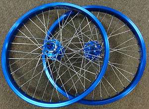 Old School Style 20  Wheels Wheelset in Blue Ano for BMX Freestyle 
